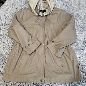 London Fog Women's Trench Coat with Removable Hood Vintage Size XL